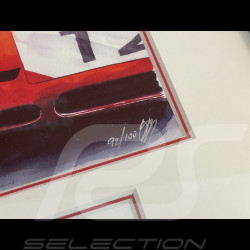 Porsche Frame 917 LH n° 12 24h Le Mans 1969 Black Wooden Frame with Sketch 25 x 30 cm - Uli Ehret