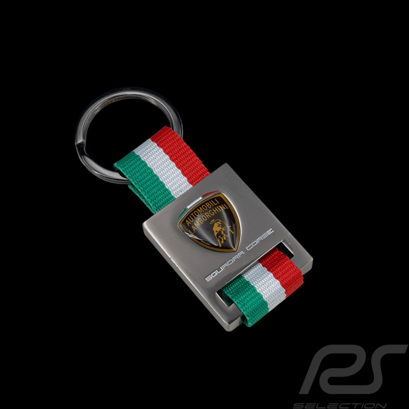 Lamborghini Schlüsselanhänger Squadra Corse Italienische Flagge Grün / Weiß / Rot LB17K