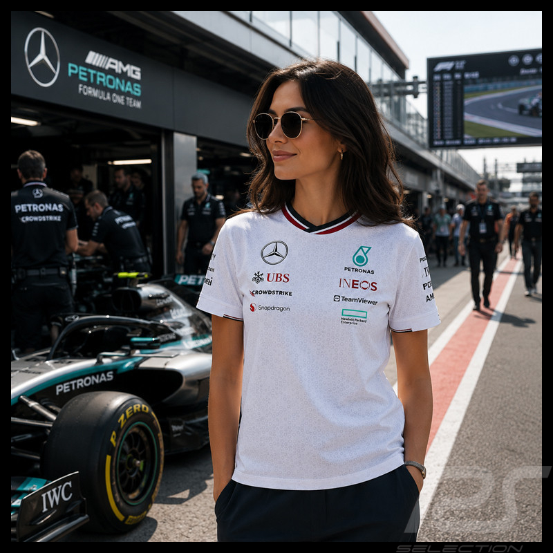 T-shirt Mercedes Pas Cher AMG Petronas F1 Team Tommy Hilfiger Blanc 701227951-001- femme