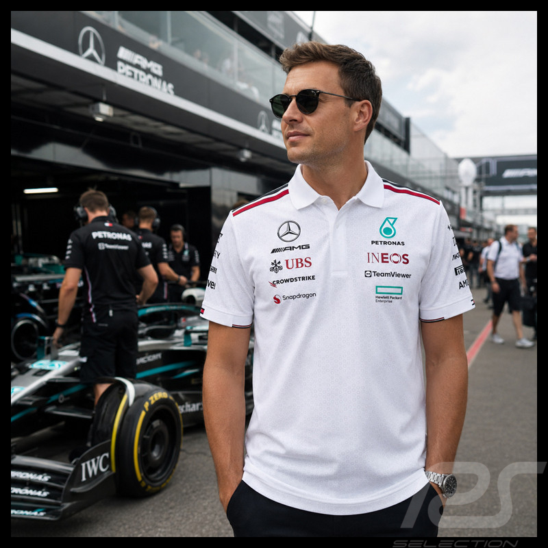 Polo Mercedes Pas Cher AMG Petronas F1 Team Tommy Hilfiger Blanc 701227948-001- mixte