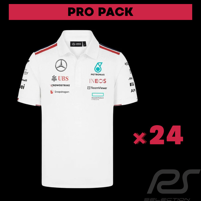 PRO PACK - Set of 24 Mercedes Polo-shirts Low Cost AMG Petronas Tommy Hilfiger White 701227948-001