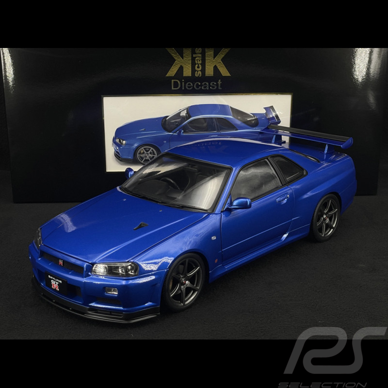 Nissan Skyline GT-R R34 V-Spec II 2001 Metallic Blue 1/12 KK Scale KKDC120211-1