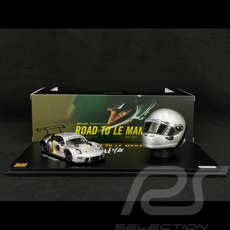Set Porsche 911 RSR Typ 991.2 n° 911 24h Le Mans 2023 mit Michael Fassbenders Helm 1/43 Spark WAP0202210TRSR