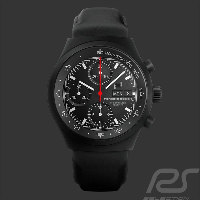 Montre Porsche Design Chronographe 1 All Black Numbered Edition Bracelet en Cuir WAP07105226LBS