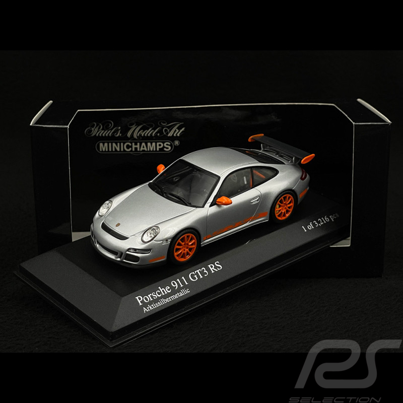 Porsche 911 type 997 GT3 RS 3.6 2007 mk I Silver grey / Orange 1/43 Minichamps 400066000
