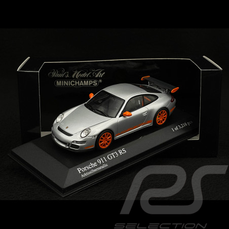 Porsche 911 type 997 GT3 RS 3.6 2007 ph I Gris Metal / Orange 1/43 Minichamps 400066000