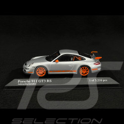Porsche 911 type 997 GT3 RS 3.6 2007 mk I Silver grey / Orange 1/43 Minichamps 400066000