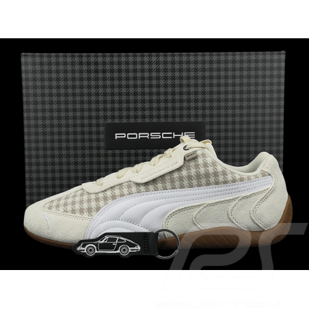 Porsche Shoes 911 Pepita Speedcat Puma Leagacy with Keyring Beige / White 309389-02 - unisex