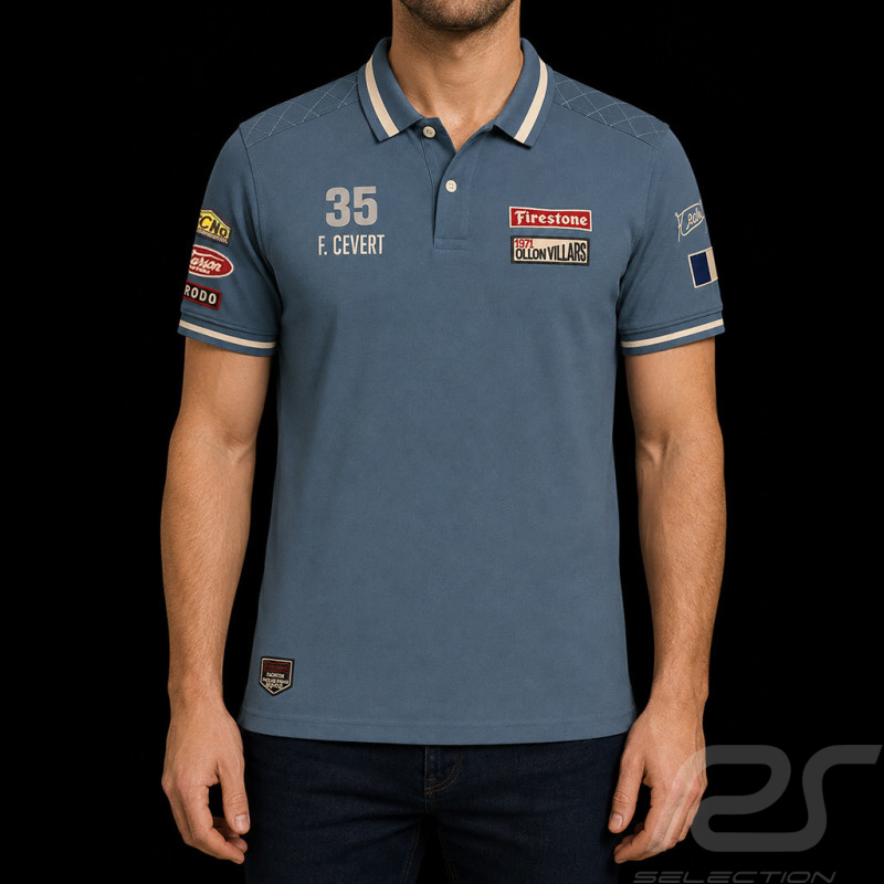 Polo François Cevert n° 35 Ollons Villars 1971 Bleu - Homme