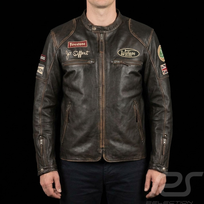 Jo Siffert Lederjacke Classic driver Warson Dunkelbraun gealtertes - Herren