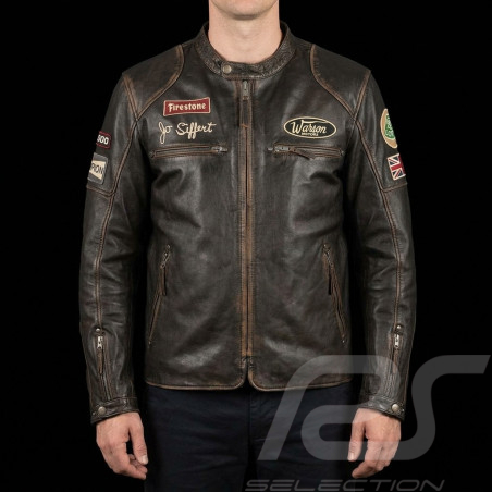 Jo Siffert Lederjacke Classic driver Warson Dunkelbraun gealtertes - Herren
