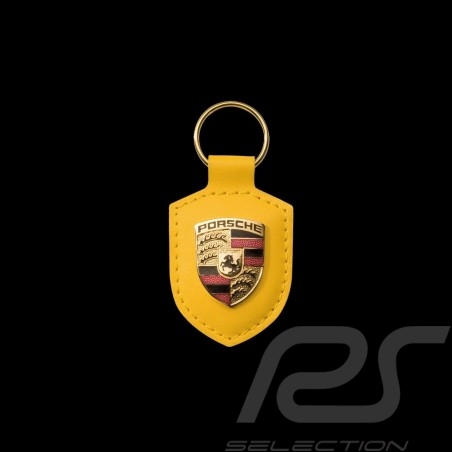 Porte-clés Porsche écusson jaune Porsche crest keyring yellow Porsche Schlüsselanhänger Wappen gelb