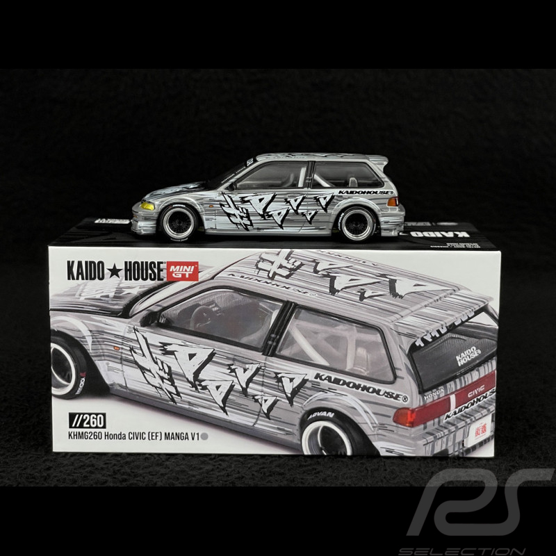 Honda Civic EF Kaido Manga V1 1987 Silbergrau 1/64 Mini GT KHMG260