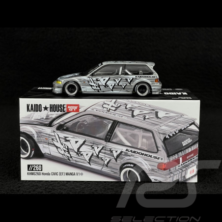 Honda Civic EF Kaido Manga V1 1987 Silbergrau 1/64 Mini GT KHMG260
