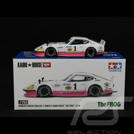 Nissan Fairlady Z Tamiya The Frog V1 1969 Blanco / Rosa 1/64 Mini GT KHMG263