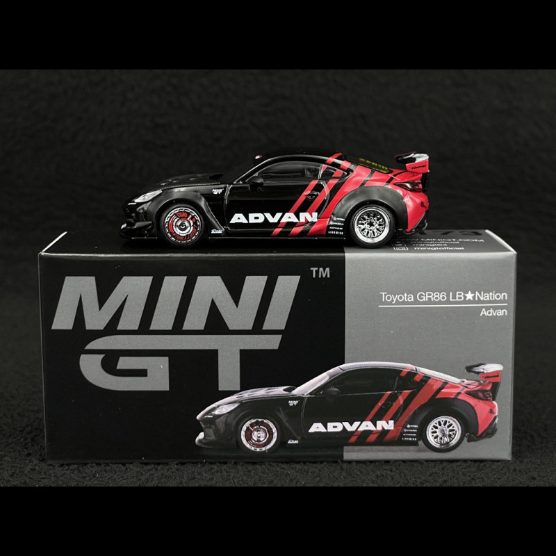 Toyota GR86 LB-Nation Advan 2025 Black / Red 1/64 Mini GT MGT01173-R