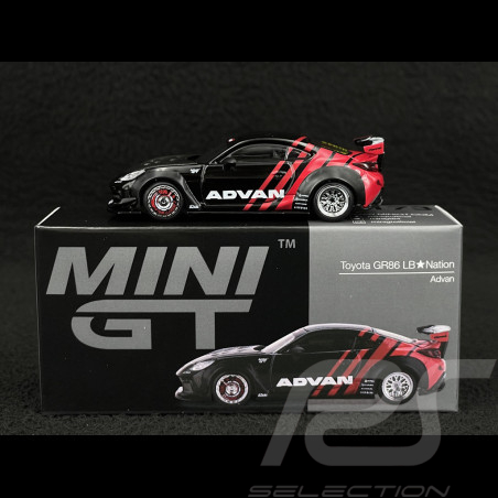 Toyota GR86 LB-Nation Advan 2025 Negro / Rojo 1/64 Mini GT MGT01173-R