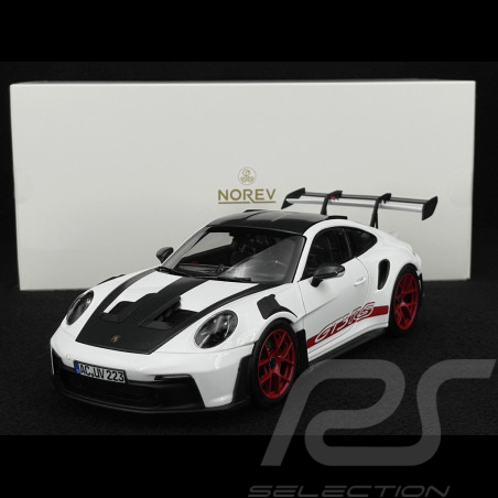 Porsche 911 GT3 RS Type 992 2022 Pack Weissach Blanc / Bandes Rouge Pyro 1/18 Norev 187373