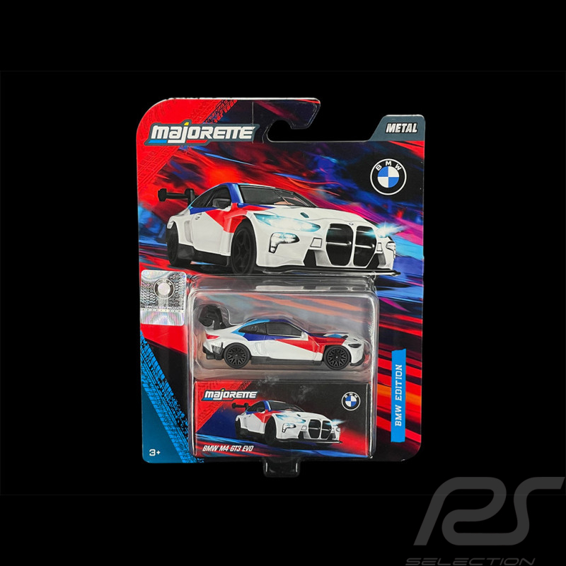 BMW M4 GT3 Evo White / Tricolor Stripe 1/64 Majorette 8502101003