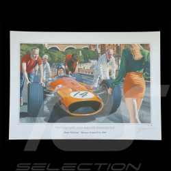 Poster Bruce McLaren GP Monaco 1966 50 x 70 cm Originalzeichnung von Benjamin Freudenthal