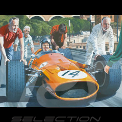 Poster Bruce McLaren GP Monaco 1966 50 x 70 cm Originalzeichnung von Benjamin Freudenthal