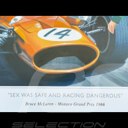 Poster Bruce McLaren GP Monaco 1966 50 x 70 cm Originalzeichnung von Benjamin Freudenthal