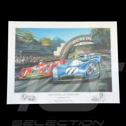 Affiche Matra MS670B / Ferrari 312PB 24h Le Mans 1973 100 x 70 cm Dessin Original de Benjamin Freudenthal