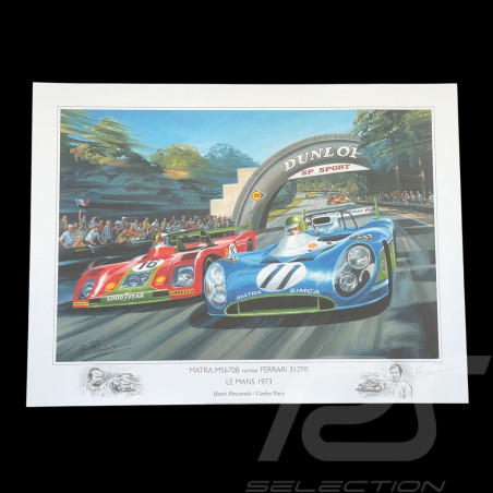 Póster Matra MS670B / Ferrari 312PB 24h Le Mans 1973 100 x 70 cm Obra original de Benjamin Freudenthal