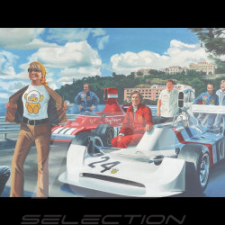 Póster Le Printemps de Lord Hesketh James Hunt GP Mónaco 1974 100 x 70 cm Dibujo original de Benjamin Freudenthal