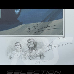 Affiche Le Printemps de Lord Hesketh James Hunt GP Monaco 1974 100 x 70 cm Dessin Original de Benjamin Freudenthal
