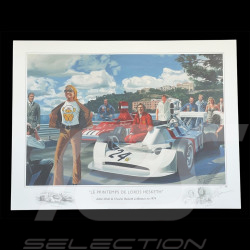 Poster Le Printemps de Lord Hesketh James Hunt Monaco GP 1974 100 x 70 cm Original Drawing by Benjamin Freudenthal