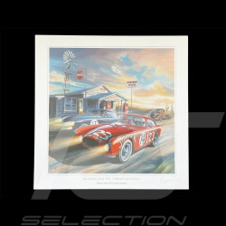 Affiche Ferrari 340 Mexico Carrera Panamericana 1952 50 x 50 cm Dessin Original de Benjamin Freudenthal