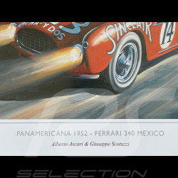Affiche Ferrari 340 Mexico Carrera Panamericana 1952 50 x 50 cm Dessin Original de Benjamin Freudenthal