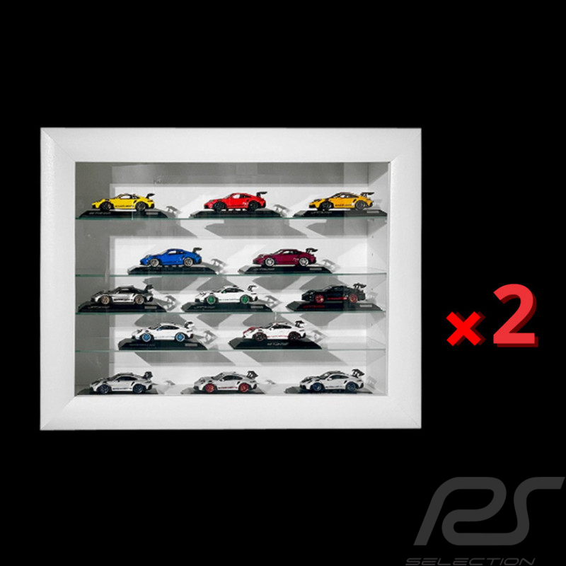 Set von 2 Wandvitrine für 16 bis 100 Porsche miniature 1/43 1/24 1/18 - Weiß