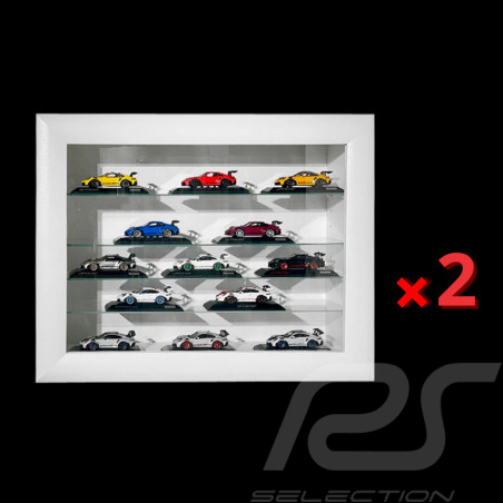 Set von 2 Wandvitrine für 16 bis 100 Porsche miniature 1/43 1/24 1/18 - Weiß