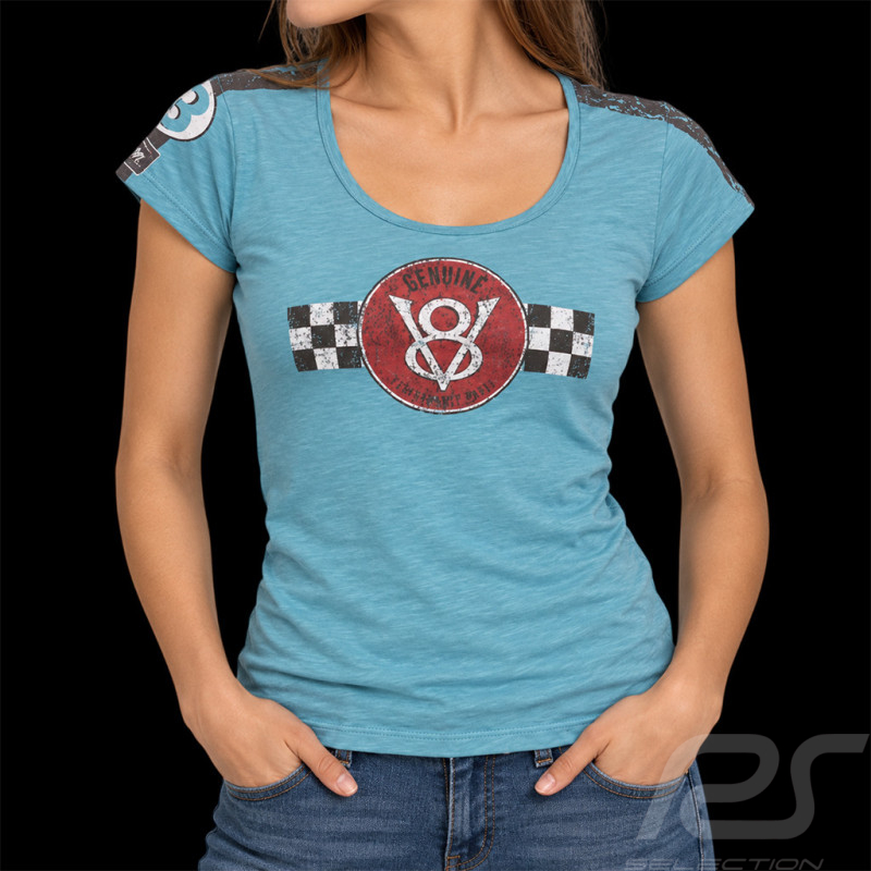 T-Shirt V8 Motors Performance n° 43 Bleu - Femme