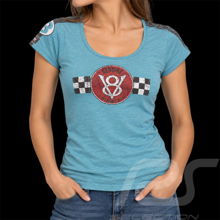 T-Shirt V8 Motors Performance n° 43 Bleu - Femme