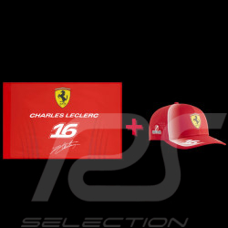 Charles Leclerc Fan Pack Ferrari Flag and Ferrari Hat F1
