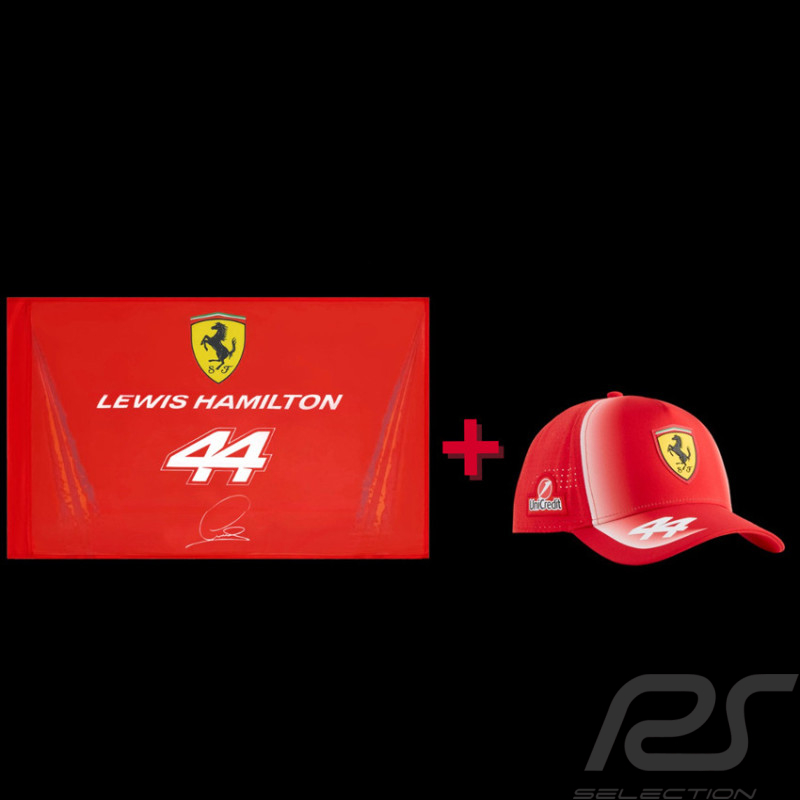 Lewis Hamilton Fan Pack Ferrari Flag and Ferrari Hat F1