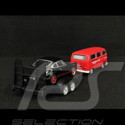 Set Porsche 911 Carrera RS 2.7 1973 on Trailer and Volkswagen T2 Combi 1/38 Welly MAP01023025
