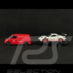 Set Porsche 911 GT3 RS Type 992 2023 sur remorque et Combi Volkswagen ID Buzz 1/38 Welly MAP01024025