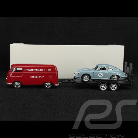 Set Porsche 356 sur remorque et Combi Volkswagen T1 1/38 Welly MAP01022025