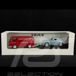 Set Porsche 356 on Trailer and Volkswagen T1 Combi 1/38 Welly MAP01022025