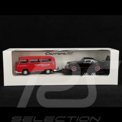 Set Porsche 911 Carrera RS 2.7 1973 on Trailer and Volkswagen T2 Combi 1/38 Welly MAP01023025