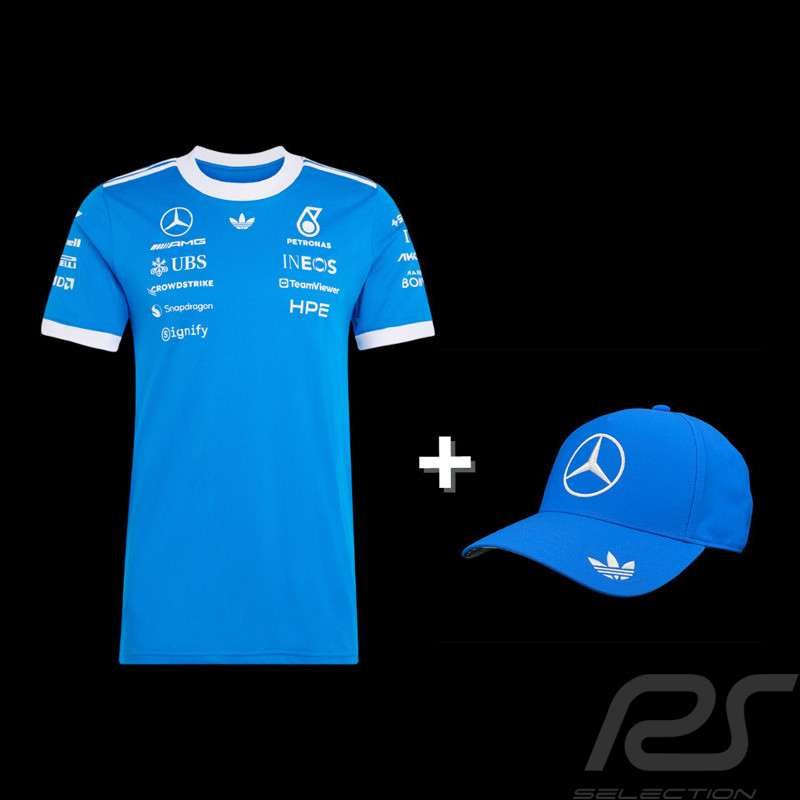 Duo T-shirt Mercedes et Casquette Mercedes-AMG Petronas F1 Team Bleu