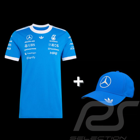 Duo T-shirt Mercedes et Casquette Mercedes-AMG Petronas F1 Team Bleu