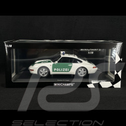 Porsche 911 Coupé Type 993 1993 Polizei Stuttgart Blanc / Vert 1/18 Minichamps 155061190
