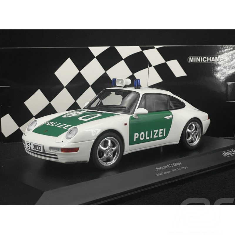 Porsche 911 Coupé Type 993 1993 Polizei Stuttgart Blanc / Vert 1/18 Minichamps 155061190