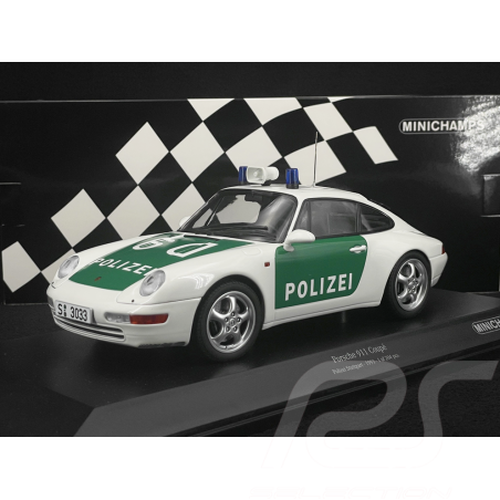 Porsche 911 Coupé Type 993 1993 Polizei Stuttgart Blanc / Vert 1/18 Minichamps 155061190