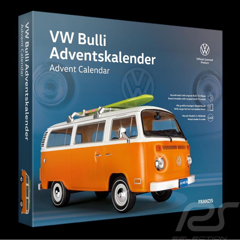 Calendrier de l'Avent Volkswagen Bulli / Combi T2 1975 Orange / Blanc 1/43 Franzis 67223